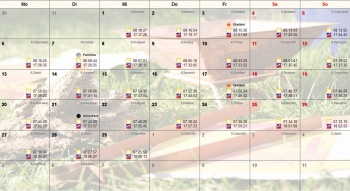 Zeiten für Sonnenaufgang und Sonnenuntergang Februar 2012